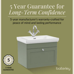 Balterley Swynnerton Traditional Bathroom Wall Hung 1-Drawer Vanity Unit & Fireclay Basin, Satin Green, 600mm - thumbnail 6