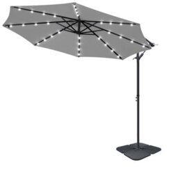 Sundaze 3M Grey Cantilever Banana Parasol Umbrella Hanging Patio With Led Lights, Base Weights - thumbnail 2