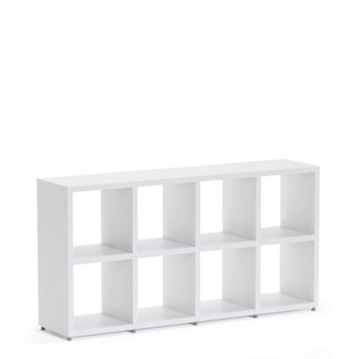 RB UK Boon Cube Shelving Unit Eco-Friendly Bookcase Freestanding Heavy Duty White, Made In Austria (H)760mm (W)1450mm (D)330mm