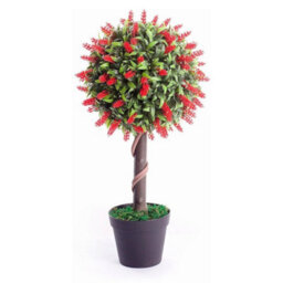 Best Artificial 2Ft / 60Cm Red Lavender Ball Tree Plant Garden Office Conservatory Tropical Indoor Outdoor
