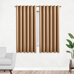Bedlooms Beige Thermal Insulated Blackout Window Eyelet Curtain (Pair) 46 X 54 Inches With Tie Backs Two - thumbnail 1