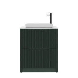 Royal Bathrooms Avenza 700mm Deep Moss Green Floor Standing Countertop Bathroom Vanity Unit 2 Drawer With Qubix Basin - thumbnail 6
