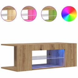 Berkfield Modern Tv Cabinet With Led Lights Artisan Oak 90X39X30 Cm Engineered Wood - thumbnail 4