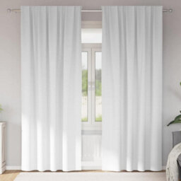Berkfield Modern Curtains With Curtains 2 Pcs Pure White Polyester - thumbnail 2