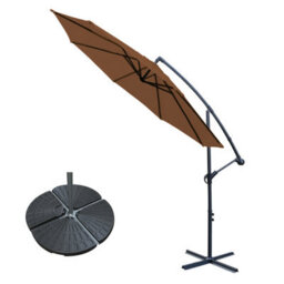 Sundaze 3M Coffee Garden Cantilever Banana Parasol Umbrella Crank Hanging Patio With Base Weights - thumbnail 1