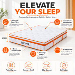 The Sleep People Elevate Your Sleep 25 Cm Deep Zoned Pocket Spring With Memory Foam Mattress - thumbnail 5