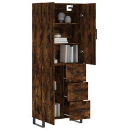 Berkfield Elegant Highboard Smoked Oak 69.5X34X180 Cm Engineered Wood - thumbnail 3
