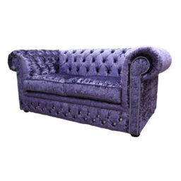 Chesterfield Crystal Diamond 2 Seater Sofa Shimmer Grape Velvet Fabric In Classic Style - thumbnail 2