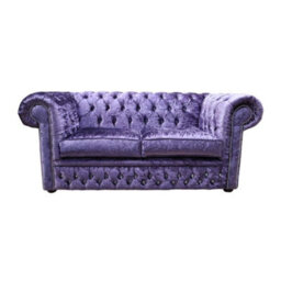 Chesterfield Crystal Diamond 2 Seater Sofa Shimmer Grape Velvet Fabric In Classic Style - thumbnail 1