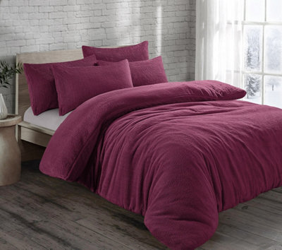 Homes & Linen Teddy Fleece Duvet Cover Set With Pillow Case Thermal Fleece Warm Cosy Soft Fur Teddy Bedding Duvet Cover Set