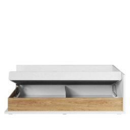 Arte Elegant Massi Right Sided Single Bed With Mattress And Storage - Natural Hickory & Alpine White (H)700mm (W)1020mm (D)2120mm - thumbnail 2