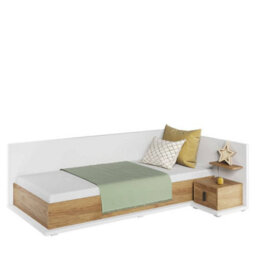 Arte Elegant Massi Right Sided Single Bed With Mattress And Storage - Natural Hickory & Alpine White (H)700mm (W)1020mm (D)2120mm - thumbnail 3