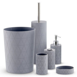 Livivo 6Pc Bathroom Accessory Set Grey Geo Vanity Organizer - thumbnail 9