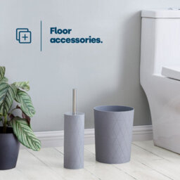 Livivo 6Pc Bathroom Accessory Set Grey Geo Vanity Organizer - thumbnail 6