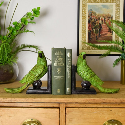 Madison & Mayfair Exotic Green Parrot Ball Bookends
