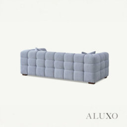 Aluxo Tribeca Modern 3 Seater Sofa Pearl Grey Boucle Cube Stitching Design - thumbnail 9