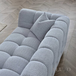 Aluxo Tribeca Modern 3 Seater Sofa Pearl Grey Boucle Cube Stitching Design - thumbnail 6