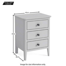 Elgin Grey 3 Drawer Bedside Table Fully Assembled - By Roseland Furniture - thumbnail 6