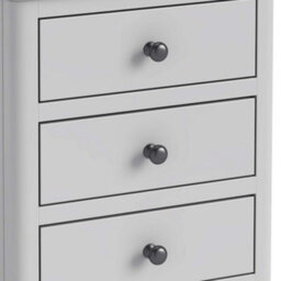 Elgin Grey 3 Drawer Bedside Table Fully Assembled - By Roseland Furniture - thumbnail 3