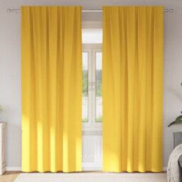 Berkfield Curtains 2 Pcs Mustard Yellow 260 X 140 Cm Polyester - thumbnail 1