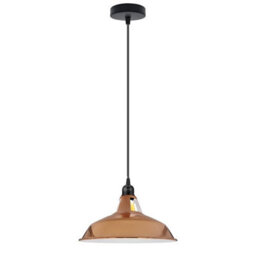 Ledsone Industrial Vintage E27 Adjustable Pendant Lamp With Rose Gold Barn Slotted Shade For Kitchen Restaurant Bar - thumbnail 2
