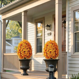 Amorly 65Cm Artificial Boxwood Topiary Shrubs, Fake Orange Ball Trees With Ground Spike, Faux Greenery Decor For Indoor, Garden And Yard - thumbnail 3