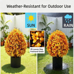 Amorly 65Cm Artificial Boxwood Topiary Shrubs, Fake Orange Ball Trees With Ground Spike, Faux Greenery Decor For Indoor, Garden And Yard - thumbnail 7