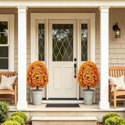 Amorly 65Cm Artificial Boxwood Topiary Shrubs, Fake Orange Ball Trees With Ground Spike, Faux Greenery Decor For Indoor, Garden And Yard - thumbnail 5