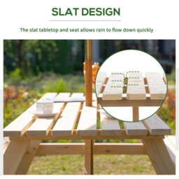 Outsunny 5.8Ft Outdoor Wooden Picnic Table Bench Garden Patio Pub Chair 6 Seats - thumbnail 7