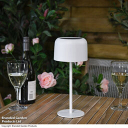 Garden Gear Solar Metal Table Touch Led Lamp, Waterproof, Usb & Solar Powered, Cordless Outdoor & Indoor Light (White) - thumbnail 2