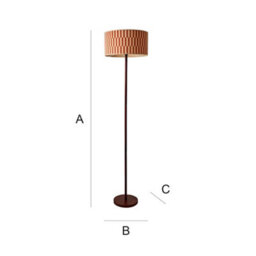 Valuelights Heather Dark Wood Floor Lamp With Orange Checkerboard Bamboo Shade And Bulb - thumbnail 9