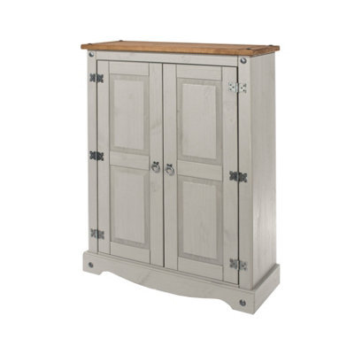 Core Products 2 Door Cupboard Unit, Corona Grey Wax & Antique Wax Top H110.0Cm X W80.0Cm X D29.6Cm - image 1