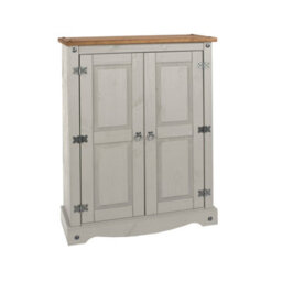 Core Products 2 Door Cupboard Unit, Corona Grey Wax & Antique Wax Top H110.0Cm X W80.0Cm X D29.6Cm - thumbnail 3