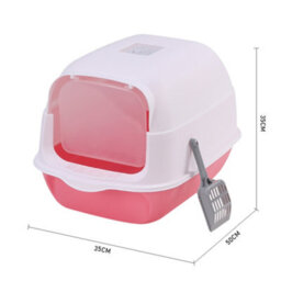 Thehotsale Large Pink Detachable Enclosed 180 Degree Flip-Top Cat Litter Box With Scoop 35Cm W X 50 Cm D X 35 Cm H - thumbnail 6