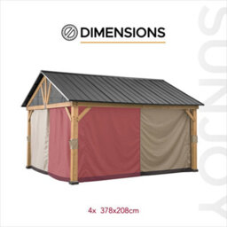 Replacement Curtain For Sunjoy Cedar Wood Gazebo - 465Cm X 404Cm, Khaki - thumbnail 5