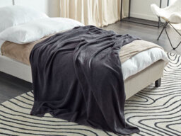 Beliani Blanket Asaka Cotton 130 X 180 Cm Dark Grey - thumbnail 2