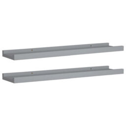 Berkfield Picture Frame Ledge Shelves 2 Pcs Grey 60X9X3 Cm Mdf - thumbnail 2