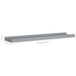 Berkfield Picture Frame Ledge Shelves 2 Pcs Grey 60X9X3 Cm Mdf - thumbnail 8