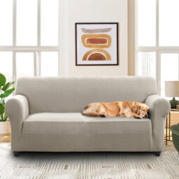 Ameha Spandex Sofa Cover Elasticated Bottom Luxury Living Room Beige 3 Seater 185 X 230 Cm Stretch Sofa Pet Protector - thumbnail 9