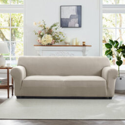 Ameha Spandex Sofa Cover Elasticated Bottom Luxury Living Room Beige 3 Seater 185 X 230 Cm Stretch Sofa Pet Protector - thumbnail 4