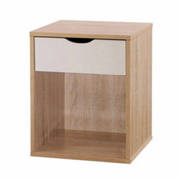 1 Drawer Bedside Table Oak And White - thumbnail 1