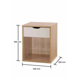 1 Drawer Bedside Table Oak And White - thumbnail 2
