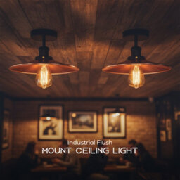 E27 Flush Ceiling Light 22Cm Copper Lampshade Metal Semi Flush Mount Ceiling Lighting For Indoor Without Bulb - thumbnail 6