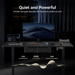Electric Standing Desk With Power Outlets, 180 X 80 Cm Sit Stand Desk With 2 Drawers, Usb Ports,height Adjustable, Black - thumbnail 8