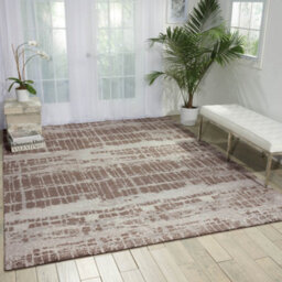 Beige Luxurious Modern Easy To Clean Abstract Viscose Wool Rug For Living Room, Bedroom - 244Cm (Circle) - thumbnail 1