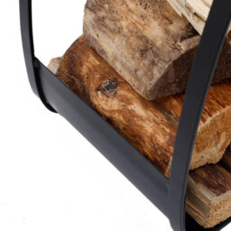 Charles Bentley Larch Log Holder Iron Solid Base Contemporary Design Black Matte Finish - thumbnail 6