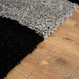 "Bravich Black Checked Shaggy Rug 120 X 170Cm (4' X 5'6"")" - thumbnail 8