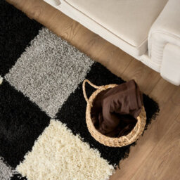 "Bravich Black Checked Shaggy Rug 120 X 170Cm (4' X 5'6"")" - thumbnail 9