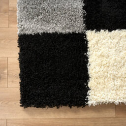"Bravich Black Checked Shaggy Rug 120 X 170Cm (4' X 5'6"")" - thumbnail 6