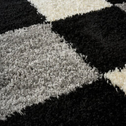 "Bravich Black Checked Shaggy Rug 120 X 170Cm (4' X 5'6"")" - thumbnail 7